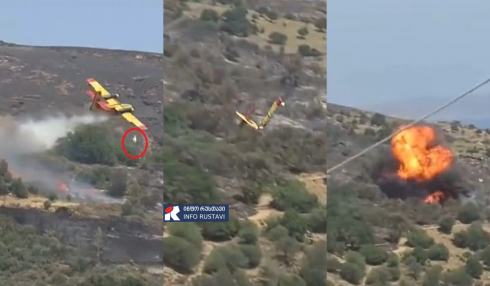 საბერძნეთში ხანძრის ქრობისას სახანძრო ვერტმფრენი ჩამოვარდა [video]