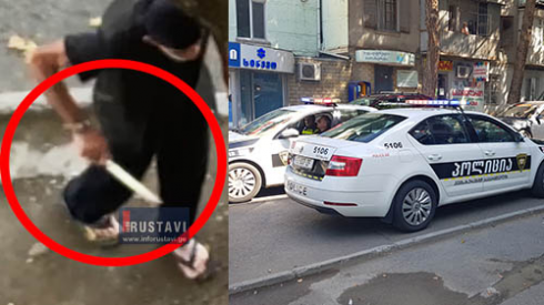 რუსთავში, ქუჩაში მამაკაცი ხალხს ხანჯლით ემუქრებოდა [video]