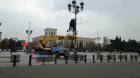 ცენტრალური მოედნის მორთვა დაიწყო