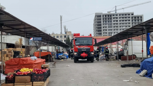 ხანძარი რუსთავში, ბაზრობის ტერიტორიაზე [photo]