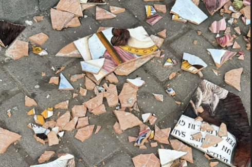 რუსთავში, წმინდა გიორგის ხატი ჩამოიშალა [video]