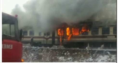 მატარებლის ვაგონს ცეცხლი გაუჩნდა