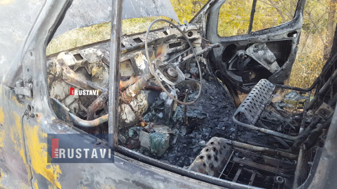 მიკროავტობუსი დაიწვა (ვიდეო)