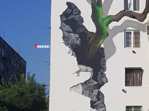 ნაპრალი რუსთავში, კორპუსის კედელზე [photo]