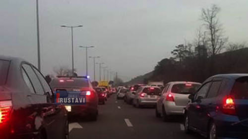 საცობი რუსთავი-თბილისის მაგისტრალზე